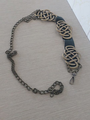 Nidodileda belt new, adjustable, black and silver leather