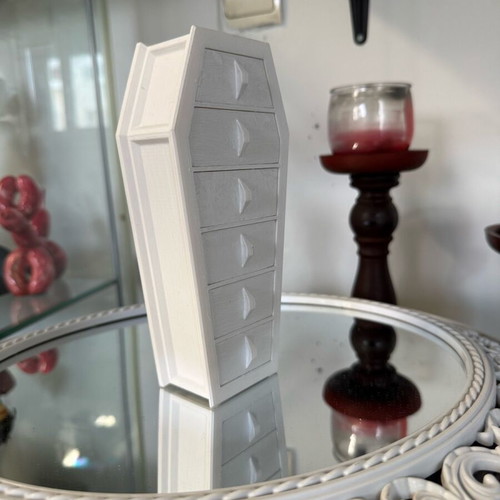 Handmade Coffin-Shaped Jewelry Box White Like New