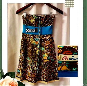 Small BSB κοντό νεανικό φουστάνι πολύχρωμο με λουλούδια, ελαστικό ύφασμα