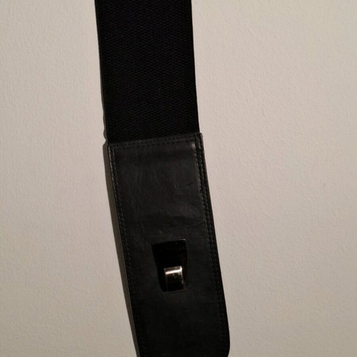 Black wide belt used with elastic and rhinestones adjustable