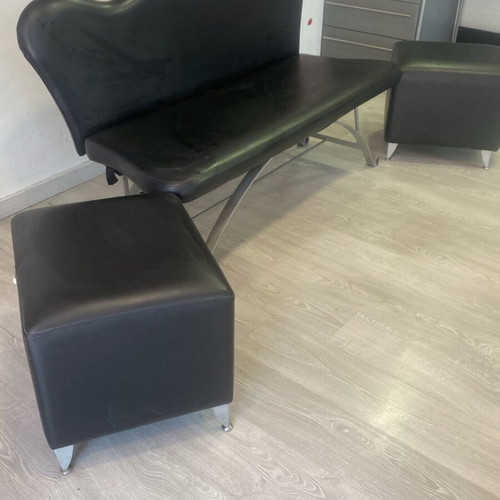 Leather sofa and stools used