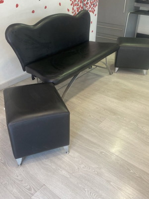 Leather sofa and stools used