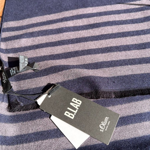S.Oliver scarf new dark blue with brown stripes unisex