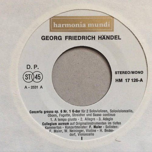 Georg Friedrich Händel Collegium Aureum Concerto Grosso Op. 6 Nr.1 G-Dur vinyl near mint