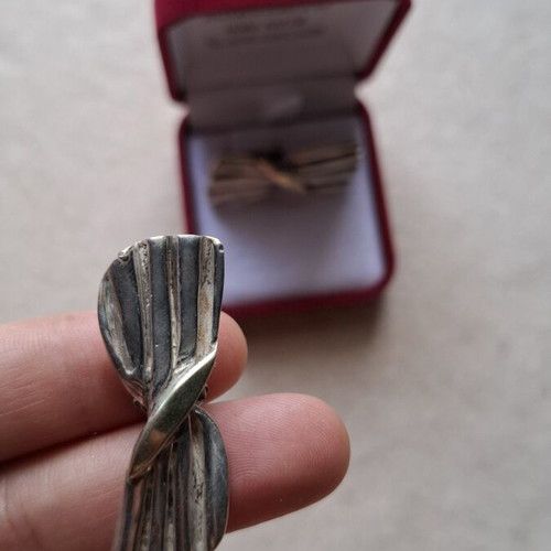 Vintage bow earrings silver 925 and 14K gold 585 used