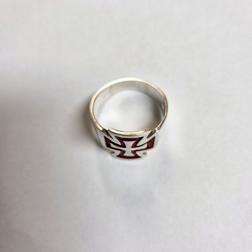 Men's ring with Knights Templar emblem, new, red enamel