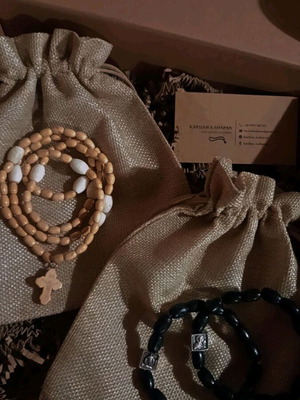 Blessing gift pack new with wooden necklace, bracelets, incense, and icon