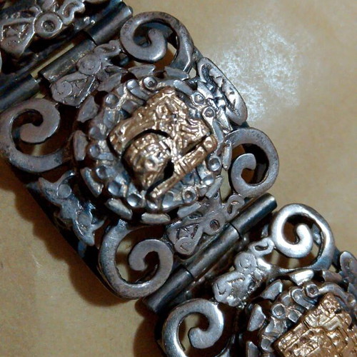 Vintage Mexican Sterling Silver 925 & 18K Gold Bracelet like new