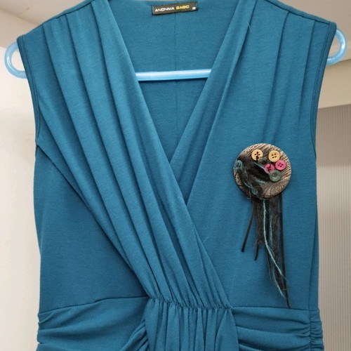 Petrol dress like new with gift brooch, size S