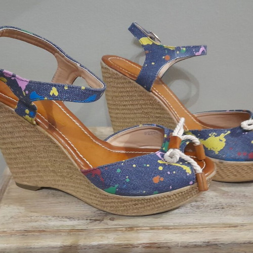 ITALIAN DENIM PLATFORM MULTICOLORED NEW