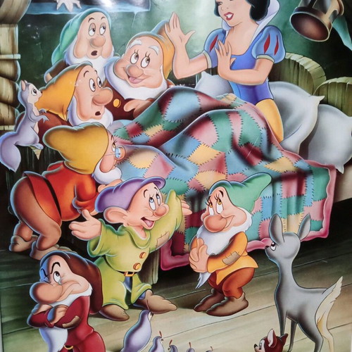 Children's poster in frame like new, vintage 1994, 44x62