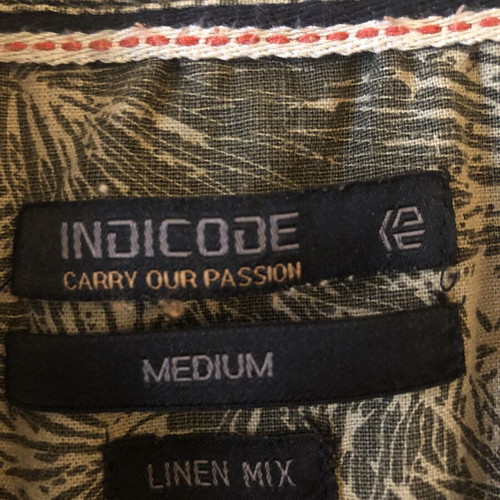 Indicode men's short-sleeve shirt medium linen mix used, tropical print
