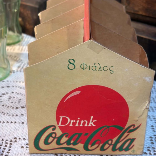 Coca Cola 8 glass bottles with 6 coaster set gift
