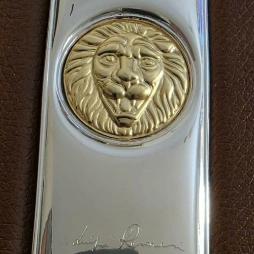 Leader Argenti luxury leather agenda with 925 silver lion head
