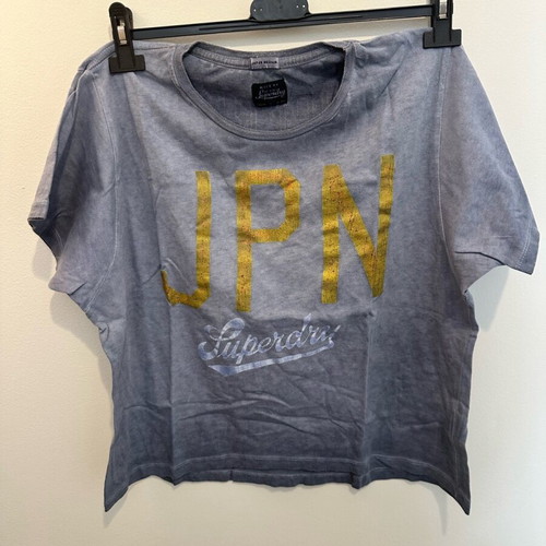 Superdry T-shirt original crop top washed blue-gray with letters size M like new