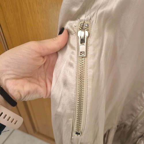 Mini satin women's formal dress silver like new with zipper and hood