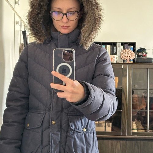 Down jacket with fur composition Polo, blue, size medium