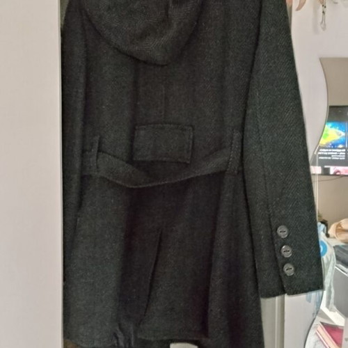 Coat gray with hood used, size XL