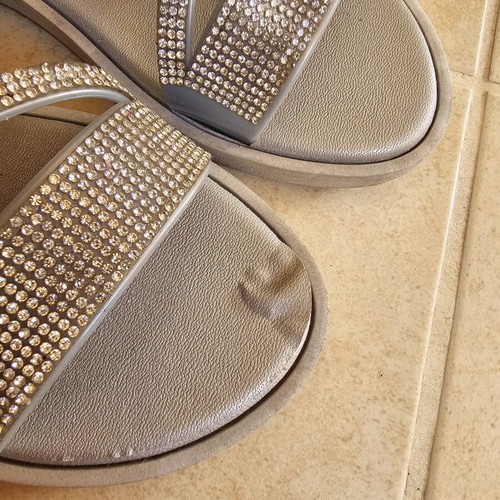 Children's sandals with rhinestones size 37, used, gray and silver