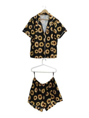Pajama set with sunflowers like new, size XXL, black and yellow