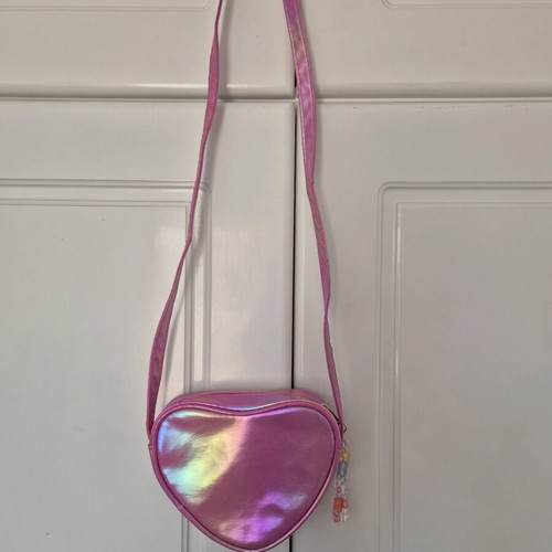 Children's heart-shaped iridescent pink crossbody bag like new