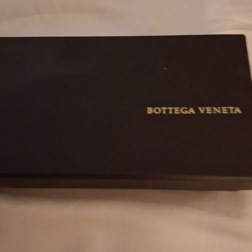 Bottega Veneta large fan with black lace and leather case