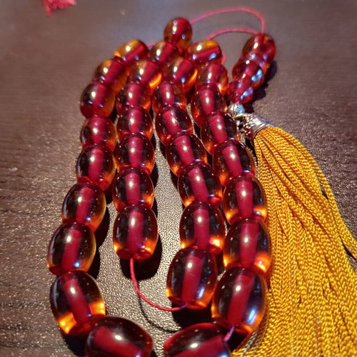 Mastic komboloi worry beads with silk tassel