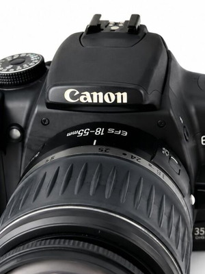 Canon EOS 350D Digital DSLR camera used with Canon EF-S 18-55mm lens