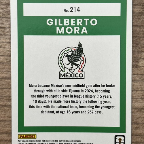 2025-26 Panini Donruss FIFA Soccer Rated Rookie Gilberto Mora card like new