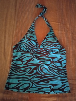 Octopus swim top size 46-48 like new turquoise and brown halter neck