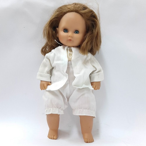 Vintage hard plastic doll with blue sleeping eyes, 1970s