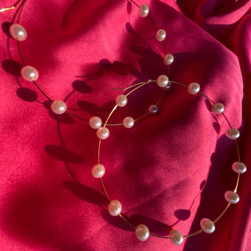 Large pearl hoop earrings lightweight