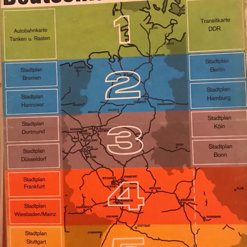 Vintage road map of Germany 1977-1978 used