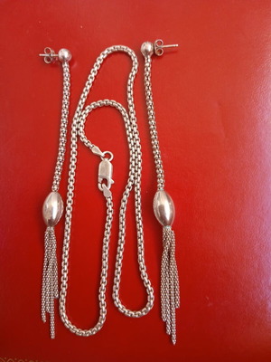 925 silver set with 11 cm earrings and 44 cm chain