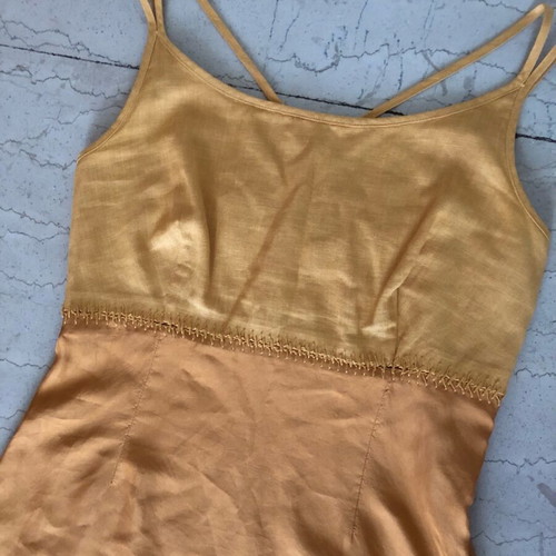 Trussardi Jeans dress used, burnt orange, linen silk fabric