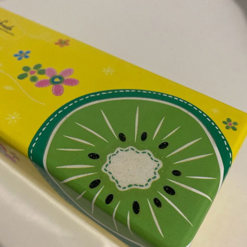 Kiwi pencil case vintage used with pencil and ink marks