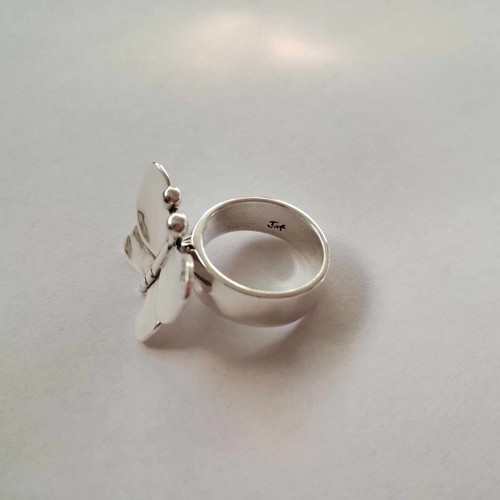 Handmade ring Rotating butterfly silver 925