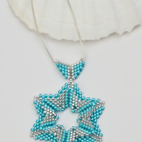 Star necklace custom made in turquoise and silver