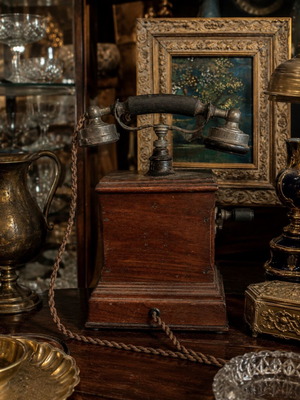 Antique Wooden Telephone with Crank 1890-1920 used