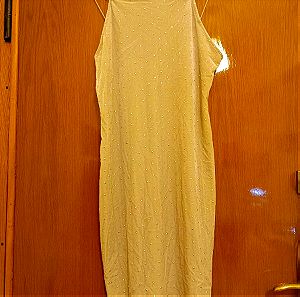H&M Βελουτε Φόρεμα Γκρι του Πάγου με Τρουκς - Large