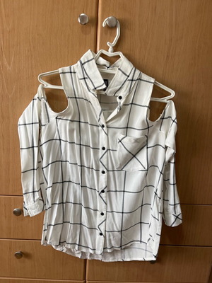 H&M Πουκάμισο Γυναικείο Medium Άσπρο Γκρι