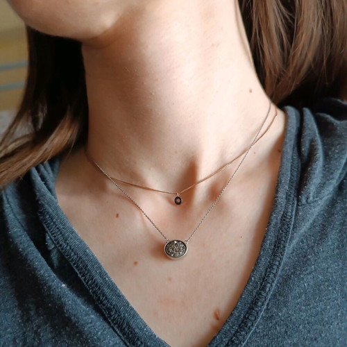 Thin 925 silver pendant with black zircon Katerina Vassou like new