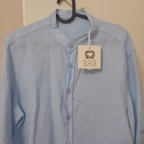 Men's shirt with stand-up collar, blue, XL