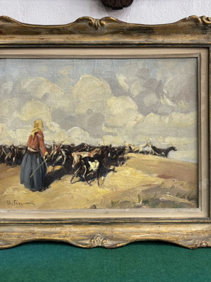 Painting by Vasileios Germenis oil on plywood used