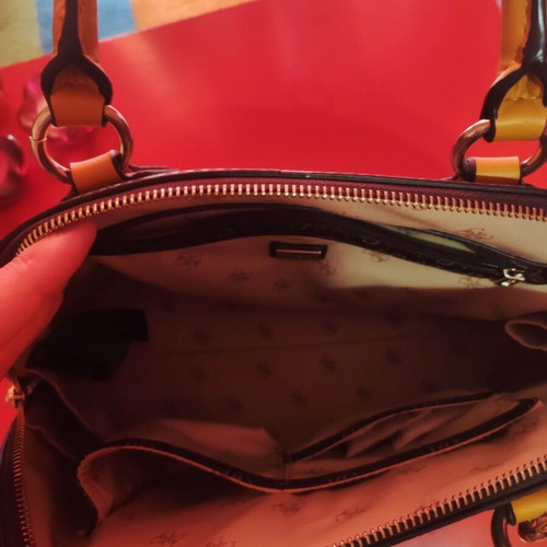 Guess handbag with extra crossbody strap, like new, brown and yellow