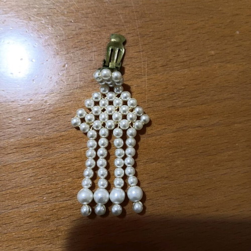 Button earring new, white, single piece