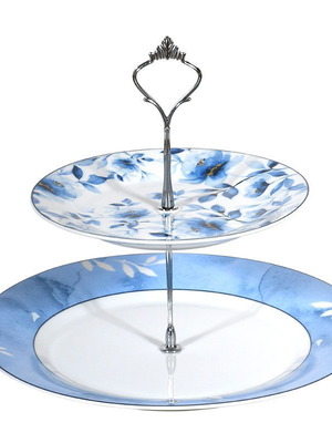 Two-Tier Porcelain Etazera Blue
