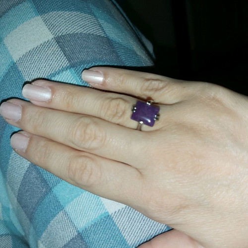Women's ring with purple matte amethyst stone like new