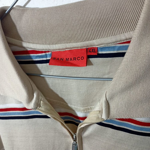 San Marco vintage polo T-shirt 4XL like new, beige multicolor cotton