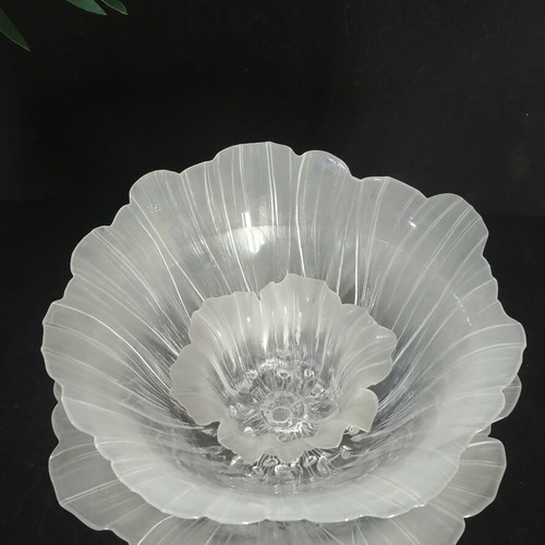 Maleras Wind Flower pair of lead crystal bowls Mats Jonasson Sweden 80s new